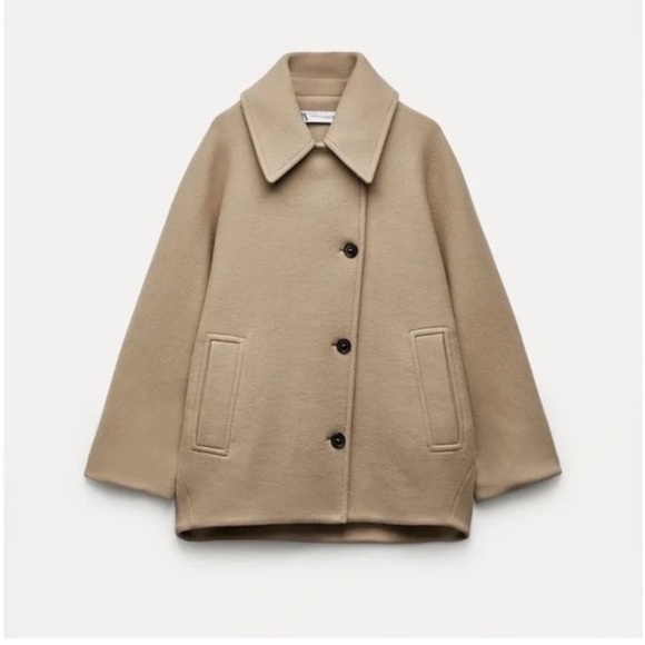 New Zara camel coat batwing jacket - Picture 4 of 14